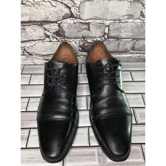 AQUILA Italian made Black Leather Cap Toe Dress Lace Up Shoes Men Sz 41EU/8M US - Picture 6 of 16